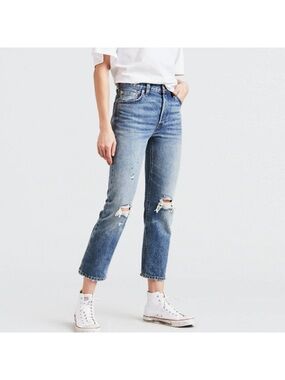 Levi's Selvedge 501 Cropped Distressed Vintage Find Wash Jeans 26x26 Grunge